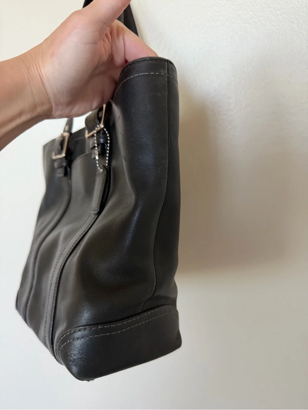 COACH Hampton F10194 Vintage Black Smooth Leather Tote Shoulder Bag